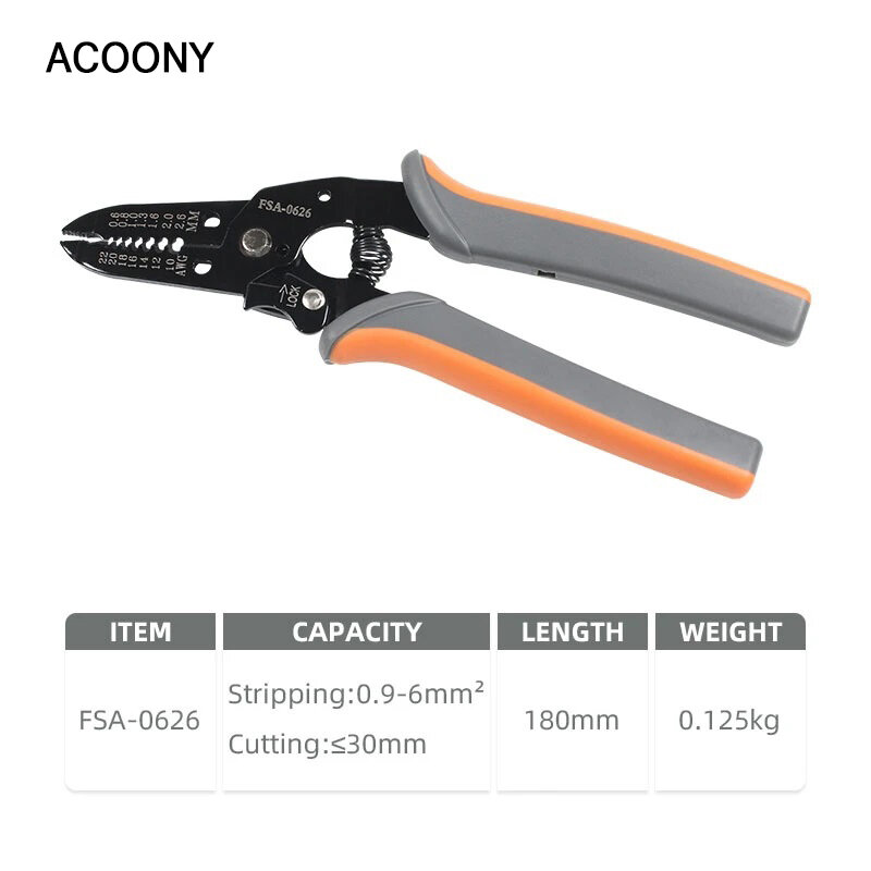 FSA-0626 Multifunctional Mini Portable Cable Stripping Tool Wire Stripper Insulation Stripper Pliers Universal Stripping Tool