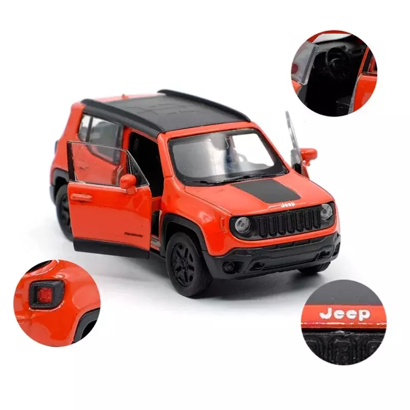 Welly-Jeep Renegade SUV Alloy Car Model, Diecasts Metal, Veículos Off-Road, Simulation Door, Pode Ser Aberto, Children's Gift, 1:36