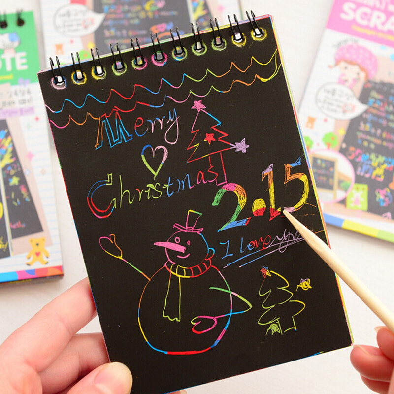 10 Pagina Magic Antistress Kleurboeken Voor Kinderen Volwassen Kids Tekeningen Scratch Note Boek Zwart Karton Briefpapier