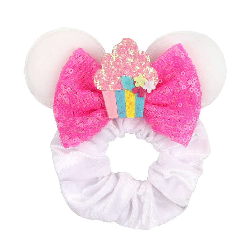 Disney Ears Hair Scrunchies fasce per capelli in velluto per ragazze paillettes archi fascia per capelli donna viaggio accessori fai da te Minnie Mouse Party Decor