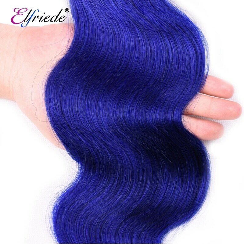 Elfriede Pure Blue Body Wave Colored Human Hair Bundles 100% Human Hair Extensions Brazilian 3/4 Bundles Deals Human Hair Wefts