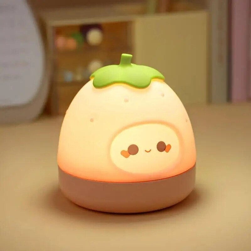 LED Night Lamp Strawberry Shape Touch Light Colorful Child Holiday Gift Sleeping Creative Bedroom Desktop Decor Lamp