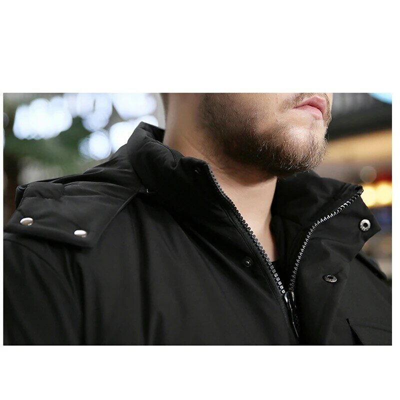 Oversize Men's Down Coat 2023 Winter New Inner Liner Detachable Multiple Pockets Overcoat Fashionable Simple Warm Jacket XL-5XL