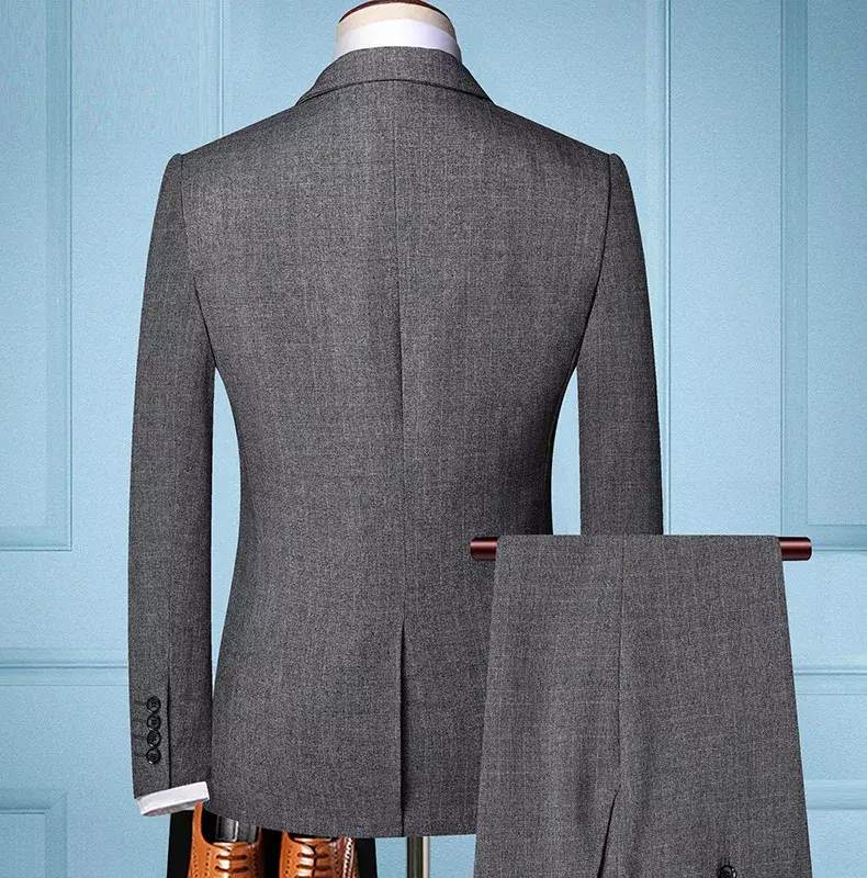 Moda Plaid uomo formale Business Slim Suit 3Pces Set abito da sposa sposo