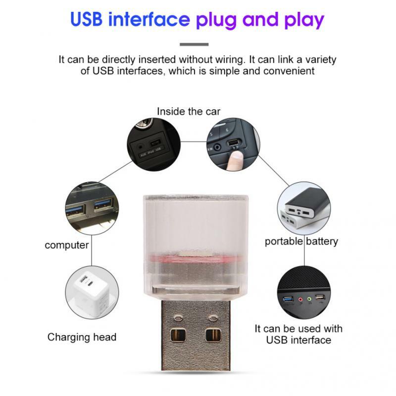 Mini USB LED luce ambientale lampade Decorative per atmosfera per ambiente interno Auto PC Computer portatile Plug Play