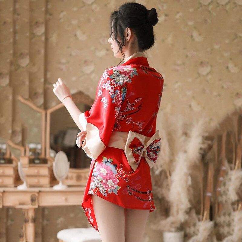 Peningkatan Kimono Geisha Gairah Setelan Piyama Seksi Wanita Musim Panas Musim Gugur Gaun Jubah Mandi Tradisional Sabuk Antik Kimono
