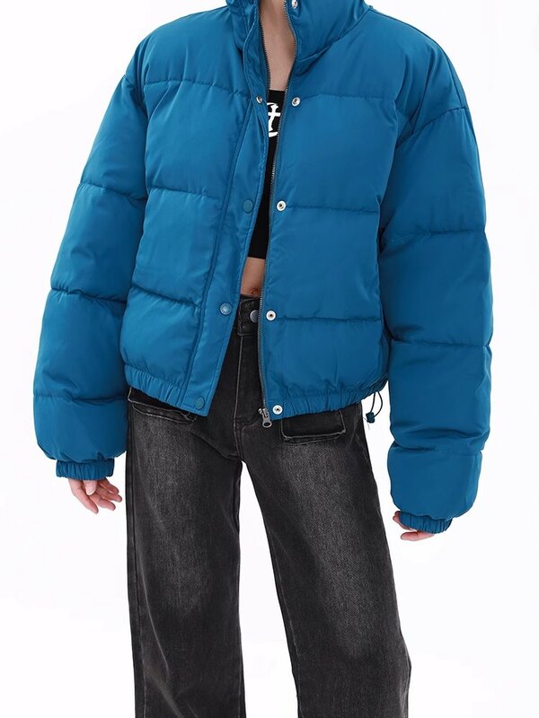 Женская зимняя куртка-парка с хлопковой подкладкой и воротником-стойкой