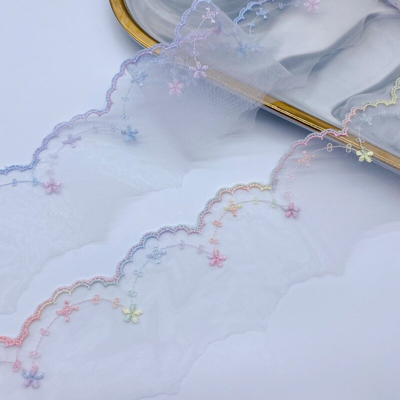 3 jardy kolorowe 5.6CM szerokości siatkowa koronkowa z tkaniny DIY do szycia Lolita dziecięca wielokolorowa koronka na podwórku