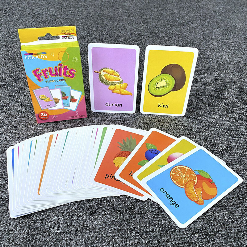 Kids 36PCS/Set Animal Shape Color Time Flash Card Montessori Early Education Learning Educational Toys For Children Gifts