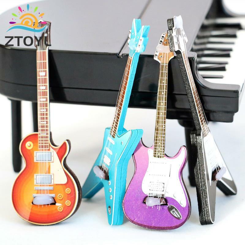 1/12 Dollhouse Guitar Toys Dollhouse Musical Instrument Model Dolls House Decoration Accessories