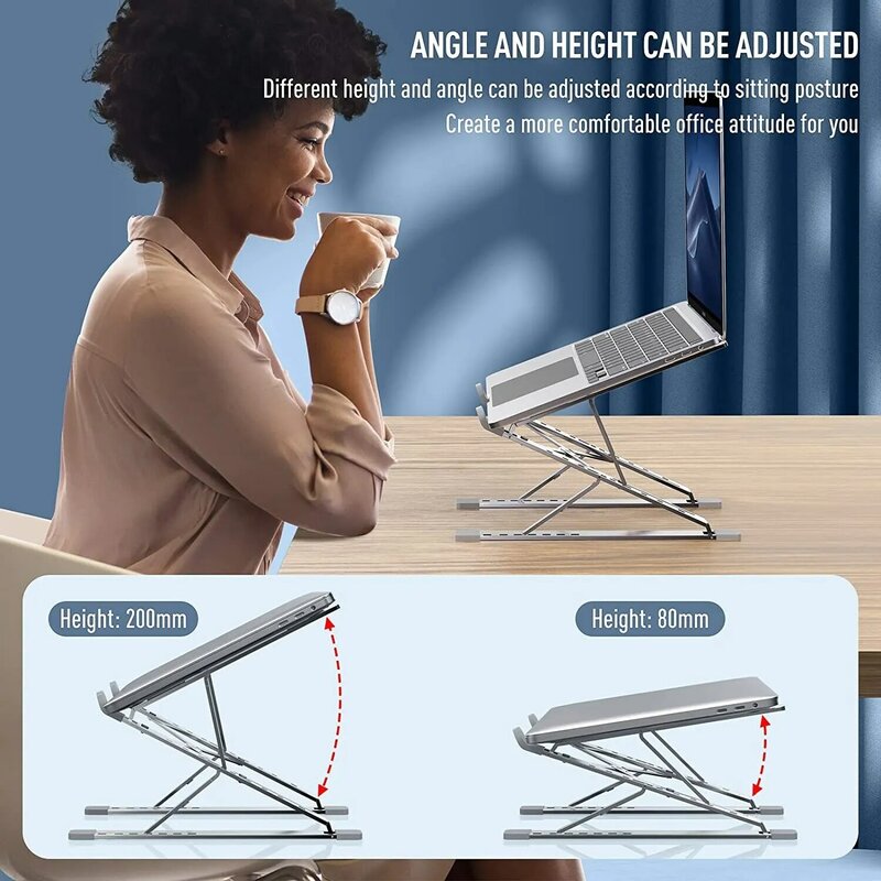 PjioAo Laptop Stand Double Layer Multi Angle Adjustable Aluminum Alloy Material Suitable For 13-15.6 Inch Notebook