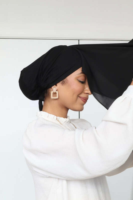 Sciarpa Hijab in Chiffon Hijab istantaneo con berretti in Jersey con cravatta sciarpa musulmana dal Design del marchio del cofano pronta da indossare