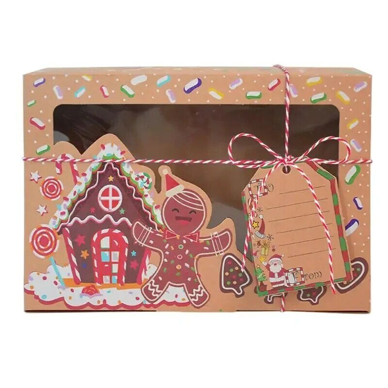 Custom Vrolijk Kerst Koekjesdozen Cupcake Brownies Kerstpapier Bakkerij Traktatie Dozen Voor Verpakking