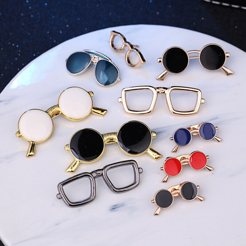 Kacamata Kreatif Bingkai Logam Bros Kacamata Hitam Kerah Enamel Pin Kartun Ransel Pakaian Lencana Korsase Mode Perhiasan Hadiah