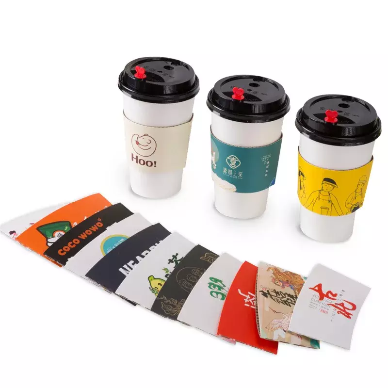 Kunden spezifisches Produkt benutzer definierte Tassen hülle heiße Tasse kunden spezifisches Logo Papier Kaffeetasse hüllen