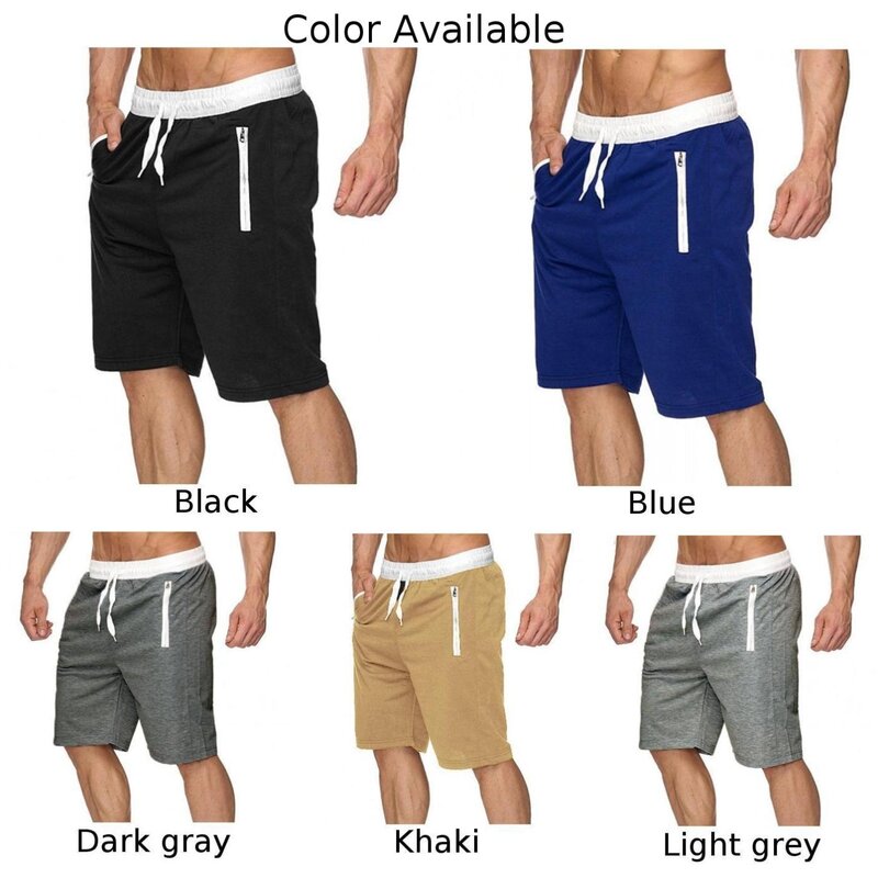 Celana pendek pria, celana Fitness Polyester latihan reguler 1 buah binaraga pantai nyaman berjalan warna Solid