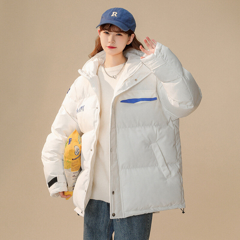 Jaqueta solta de algodão para mulheres, estilo coreano elegante, nova, inverno, 2023