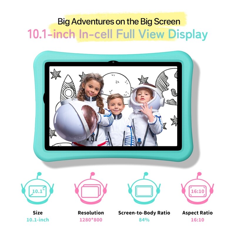 UMIDIGI G2 Tablet anak-anak, PC 4GB + 64GB Android 13 Quad Core 10.1 "6000mAh versi Global dengan Google Play