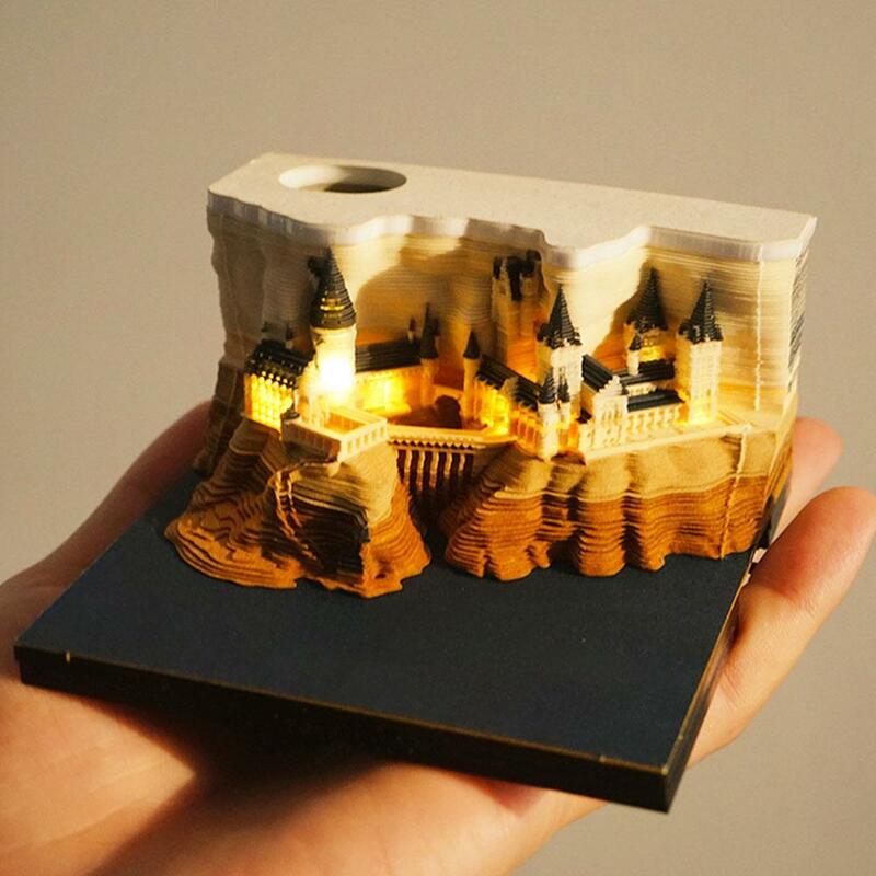 오모시로이 블록 3D 메모 패드 노벨티, 유명한 영화 빌딩 매직 캐슬 노트 블록, 새해 크리스마스 생일 선물