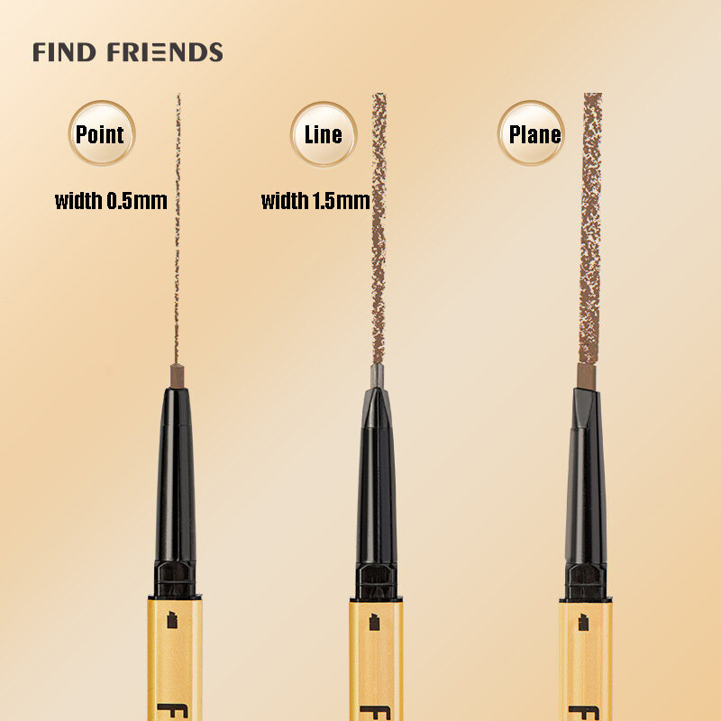 Small Gold Bar Eyebrow Pencil Waterproof Sweatproof Non-Decolorizing Lasting Ultra-Fine Core Female Gray Brown Natural Beginners