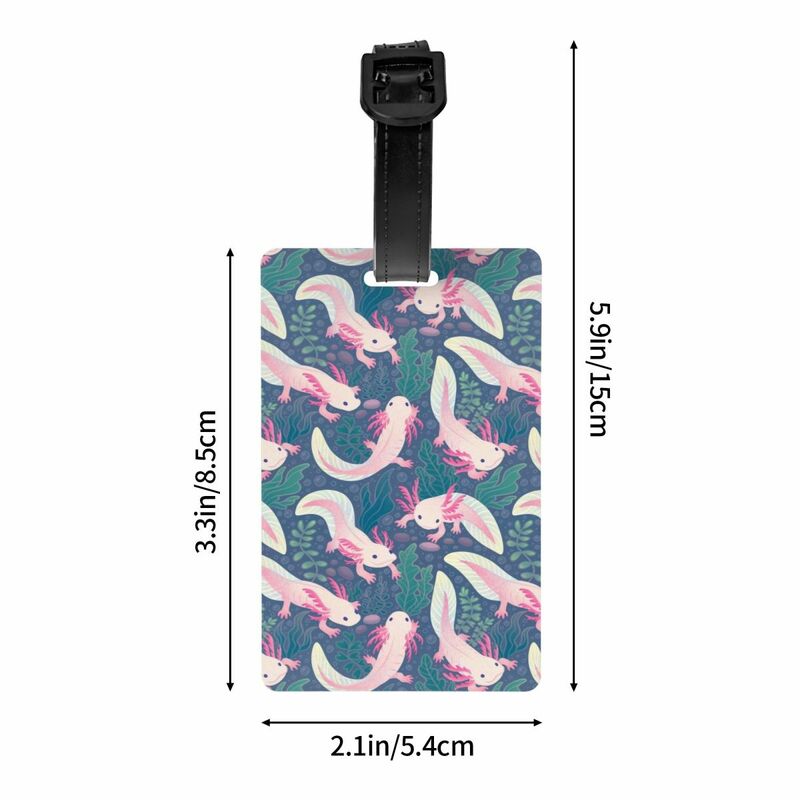 Label bagasi Axolotls lucu kustom perlindungan privasi Salamander Tag bagasi hewan koper label tas perjalanan