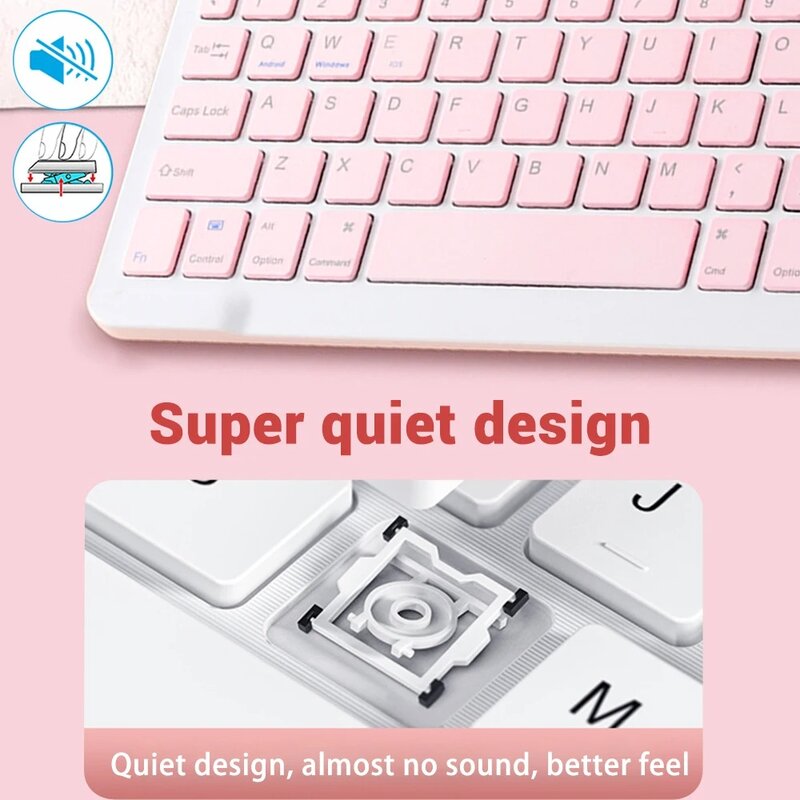 Keyboard Mini nirkabel Bluetooth 9,7 inci, Mouse Bluetooth portabel untuk iPad, generasi ke-10, Air 2, Tablet telepon portabel untuk Xiaomi Android