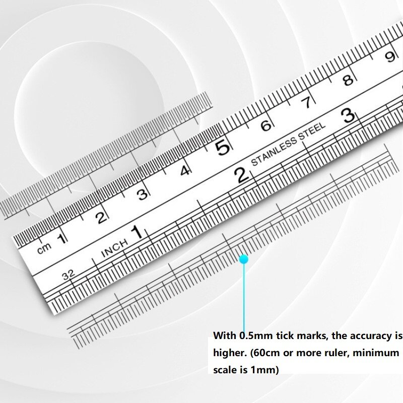 양면 스테인레스 스틸 직선 눈금자 미터법 규칙 정밀 측정 도구, 학교 사무용품, 15cm, 6 인치, 30cm, 12 인치