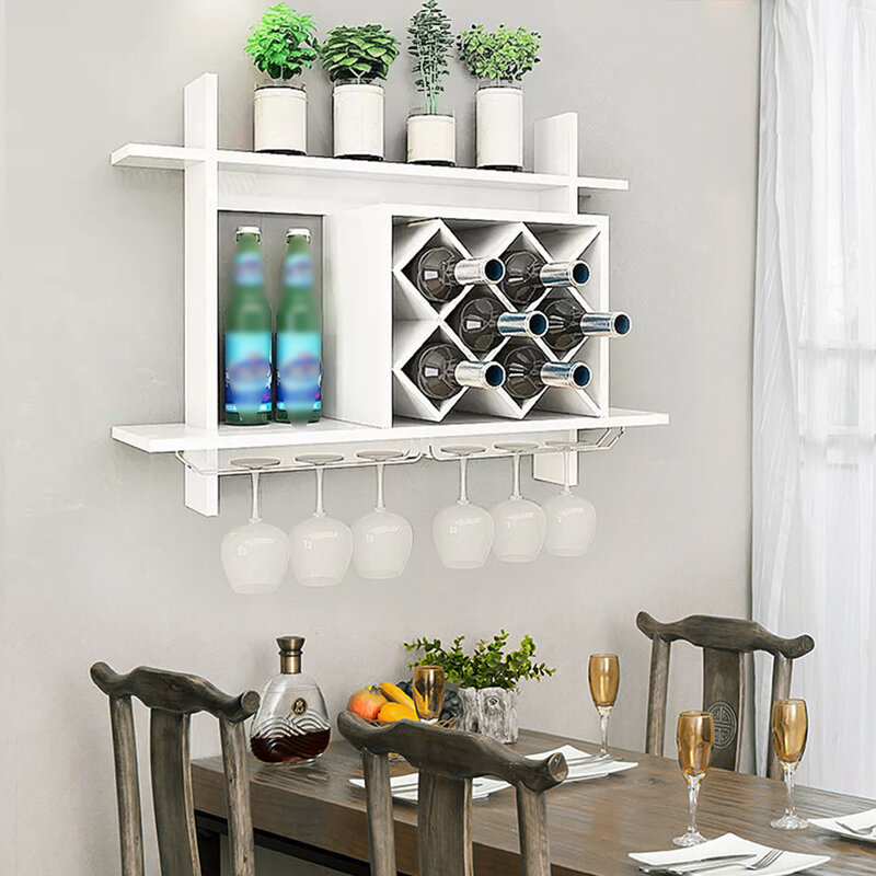 Diamond Lattice Wine Cabinet Hanging Rack accessori da Bar a parete portabottiglie in vetro scaffali appeso a parete vino