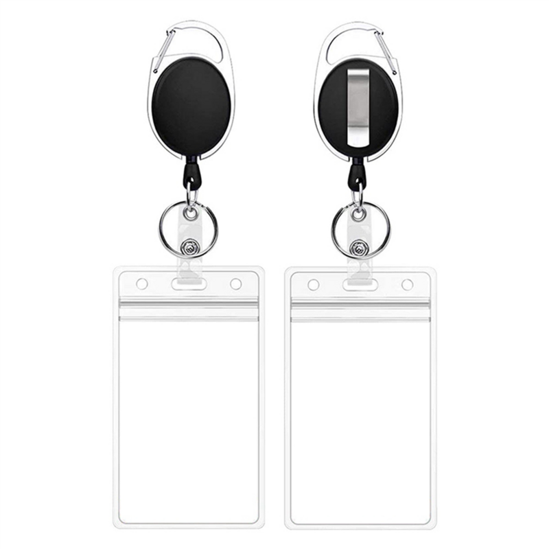 10 Pcs Badge Tether with Clips Retractable Badge Reel Carabiner Reel Clip Card Holders for ID Card Key Badge Holder