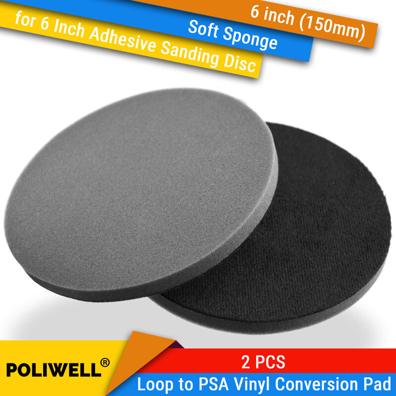 2 PCS 6 Inch 150mm Loop to PSA Vinyl Conversion Pads Self-Adhesive Sanding Disc Interface Buffer Pads Soft Sponge Cushion
