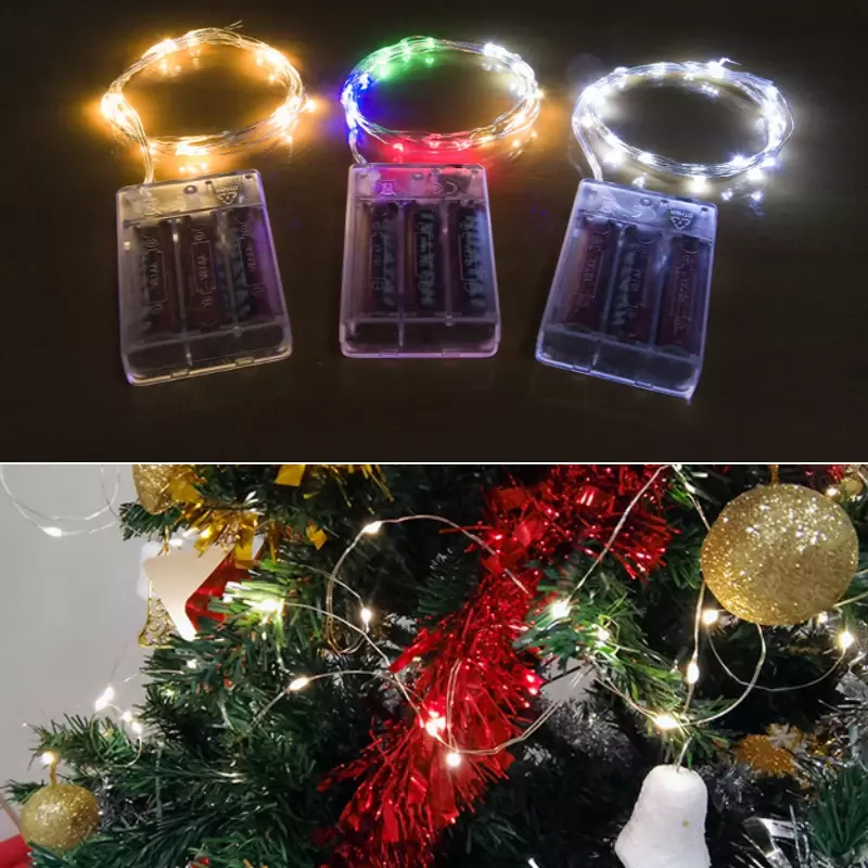 Fio de cobre Luz LED, Caixa da bateria, 3AA, Decoração do feriado, Quarto, Dormitório, Romântico, RGB