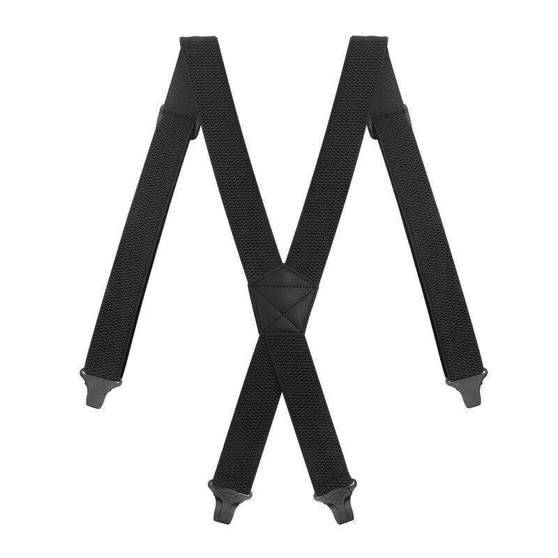Heavy Duty Work Suspenders for Unisex Men 3.7cm Wide X-Back with 4 Plastic Gripper Clasps Adjustable Elastic Trouser Pants Brace