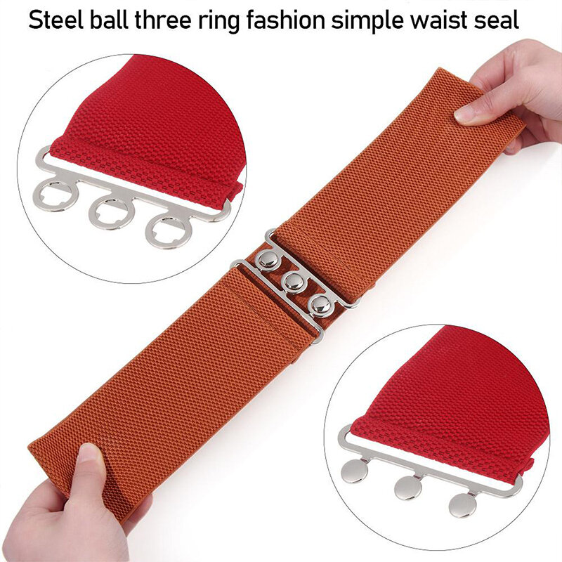 Faja elástica con hebilla de Metal para vestido, cinturilla Simple, cinturón elástico ancho, Color sólido, adelgazante, Retro