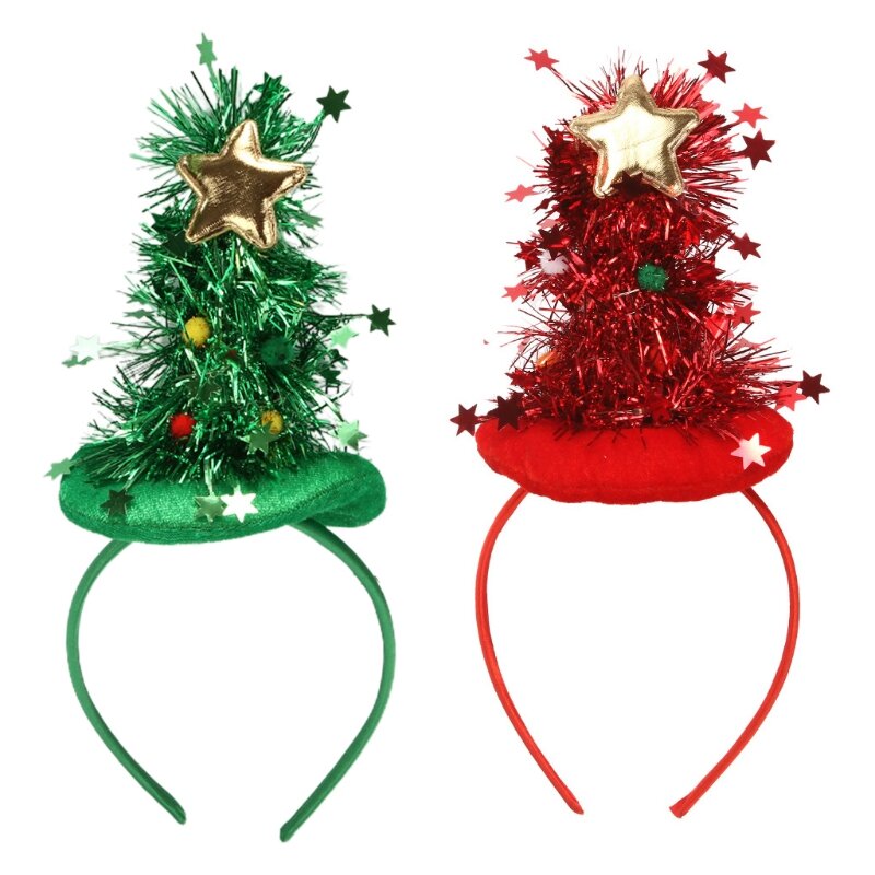 متوهجة شجرة عيد الميلاد غطاء الرأس سانتا قبعة عقال حزب إكسسوارات الشعر N7YD