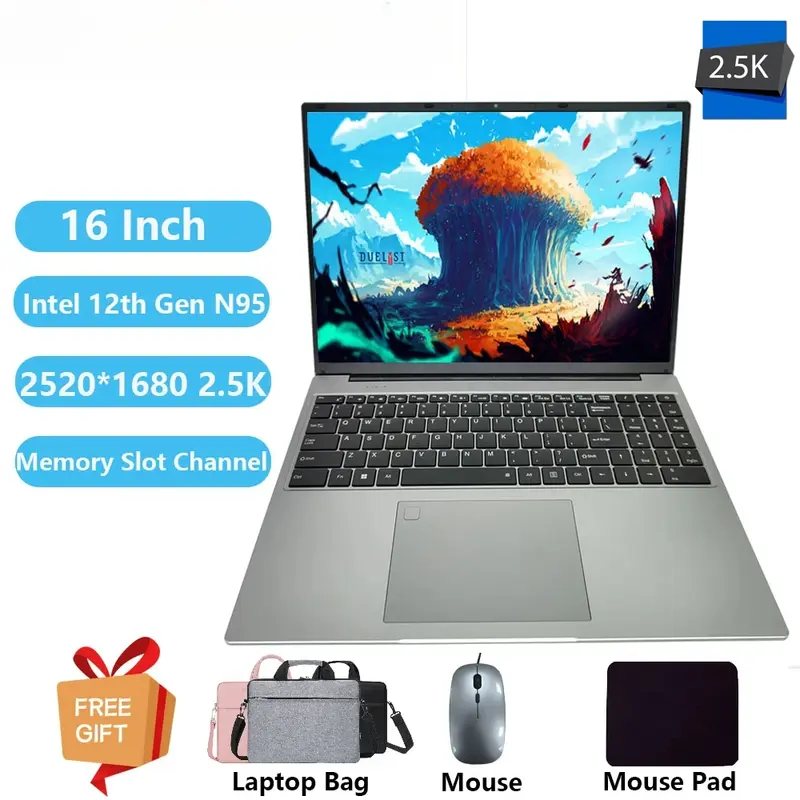 Greatium Xu160 Gaming Laptops Windows 11 Notebook Netbook 16 "2.5K Ultra 12e Gen Intel Alder N95 32Gb Ddr4 2Tb Wifi Ultrabook