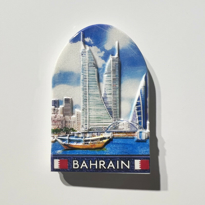 Bahrain ของที่ระลึกการท่องเที่ยวแม่เหล็กติดตู้เย็นนักท่องเที่ยวตกแต่งบ้าน kado ulang tahun แต่งงานสติกเกอร์กระดานข้อความแม่เหล็กตู้เย็น