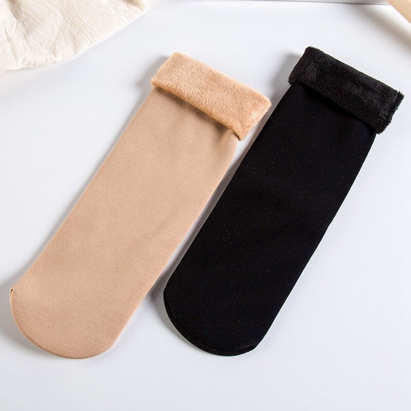  Plus Velvet Thickened Snow Socks For Women Autumn And Winter Hot Style Brushed Warm Bare Leg Artifact In The Tube Socks 
