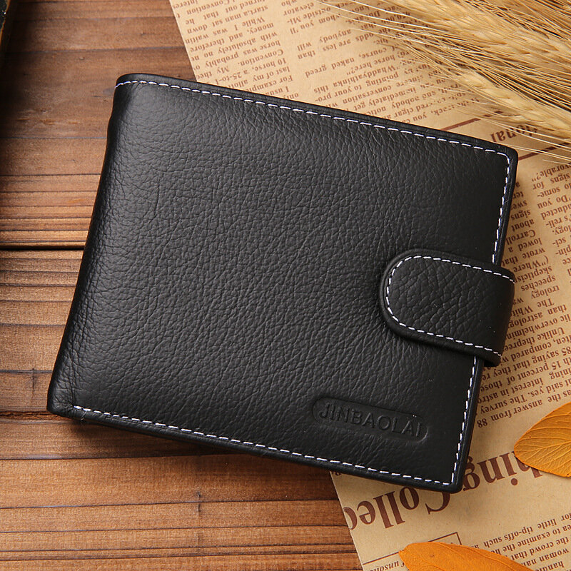 JINBAOLAI-billeteras de cuero de vaca con cremallera para hombre, cartera masculina de alta calidad, con estilo de muestra