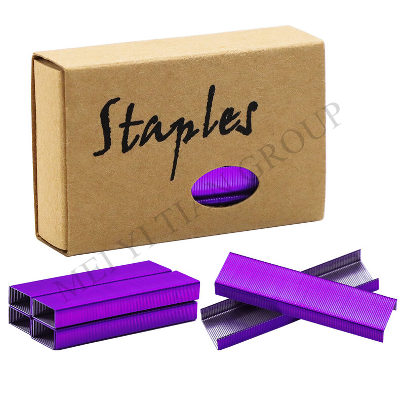 Фиолетовые скобы, Стандартные скобы для степлера, заправка, размер 26/6, 950 скоб в коробке, канцелярские принадлежности для офиса, школы