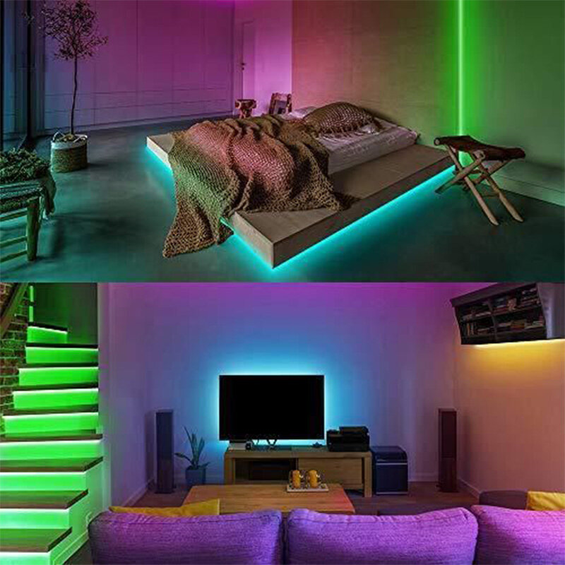 Светодиодная лента RGB 5050 с инфракрасным Bluetooth-управлением, гибкая лента для подсветки телевизора, домашнего декора