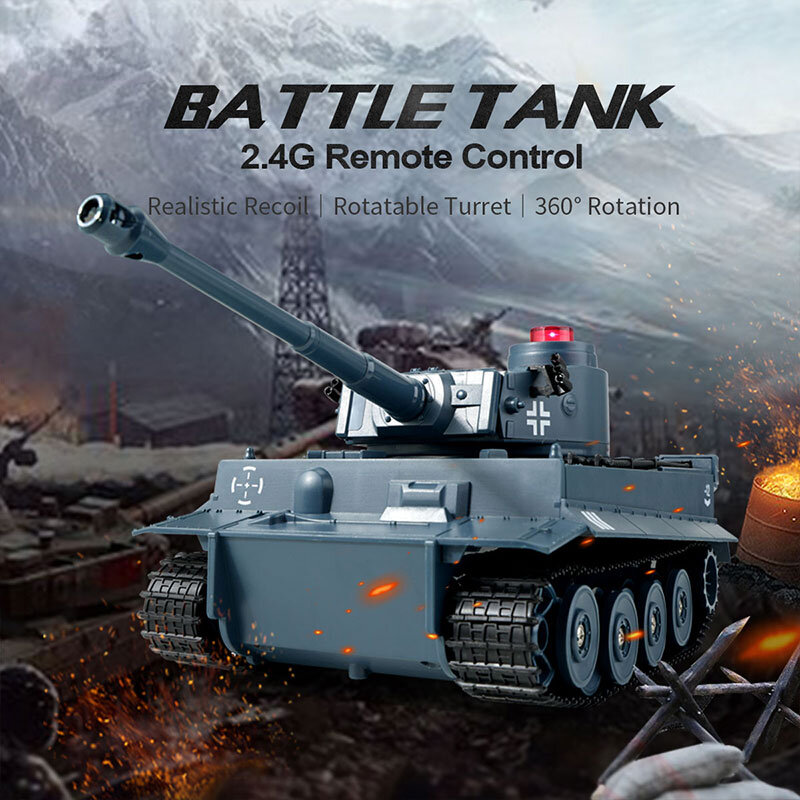 دبابة مع جهاز للتحكم عن بُعد موديل 1/30 2.4G RC سيارة تحكم عن بعد قابلة للبرمجة الزاحف دبابات ، والمؤثرات الصوتية ألعاب دبابات عسكرية للأولاد