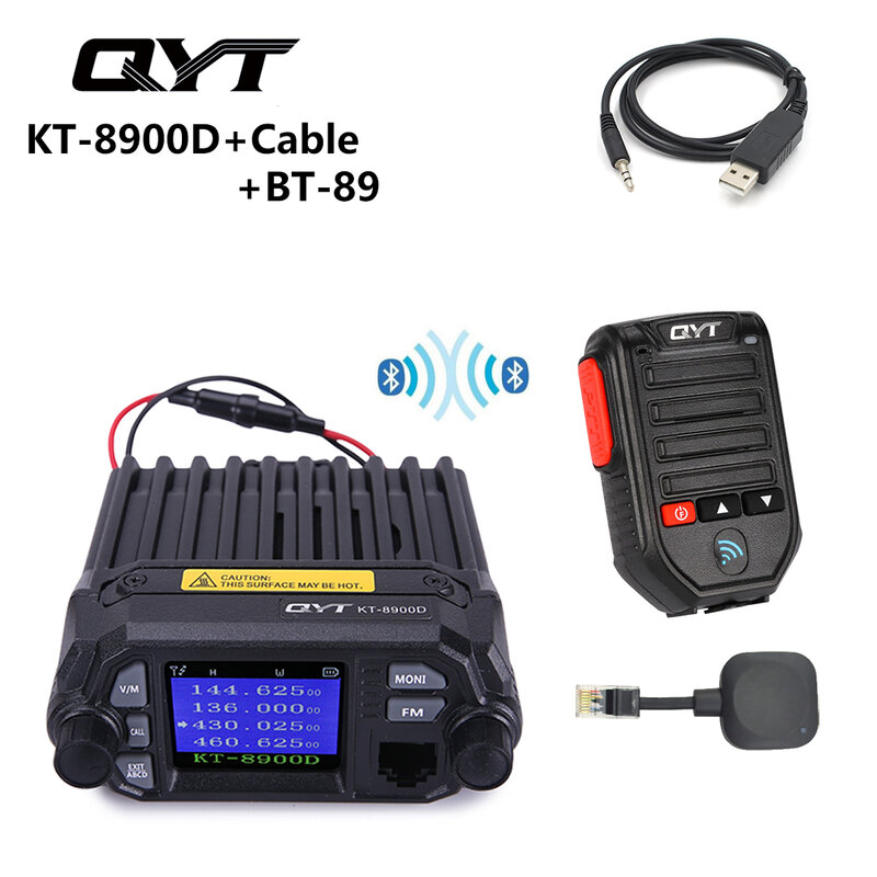 Qyt KT-8900/8900d/7900d 25W Mobiele Radio 136-174/400-480Mhz Dual-Band Mobiele Zendontvangerantenne BT-89 Bluetooth Walkie Talkie