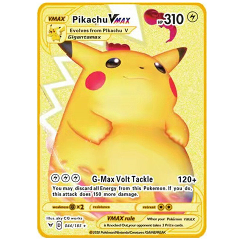 Juego de cartas de Pokémon de Metal versión en inglés, figura de Anime de Pikachu, cartas de batalla, tarjetas de monstruo de bolsillo comerciales, modelo de juguete, regalos, 6-12 piezas