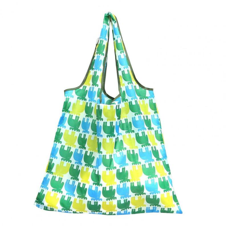 Cute Flower Cartoon Print Tote Bag Eco-friendly Large Capacity Handbag Storage Pouch Foldable Beach Bag Square