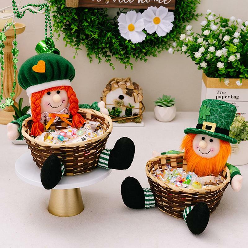 Bonito Leprechaun Green Candy Dish Boneca, St Patrick Day Decorar, Candy Bowl, Ornamento de casa, Engraçado