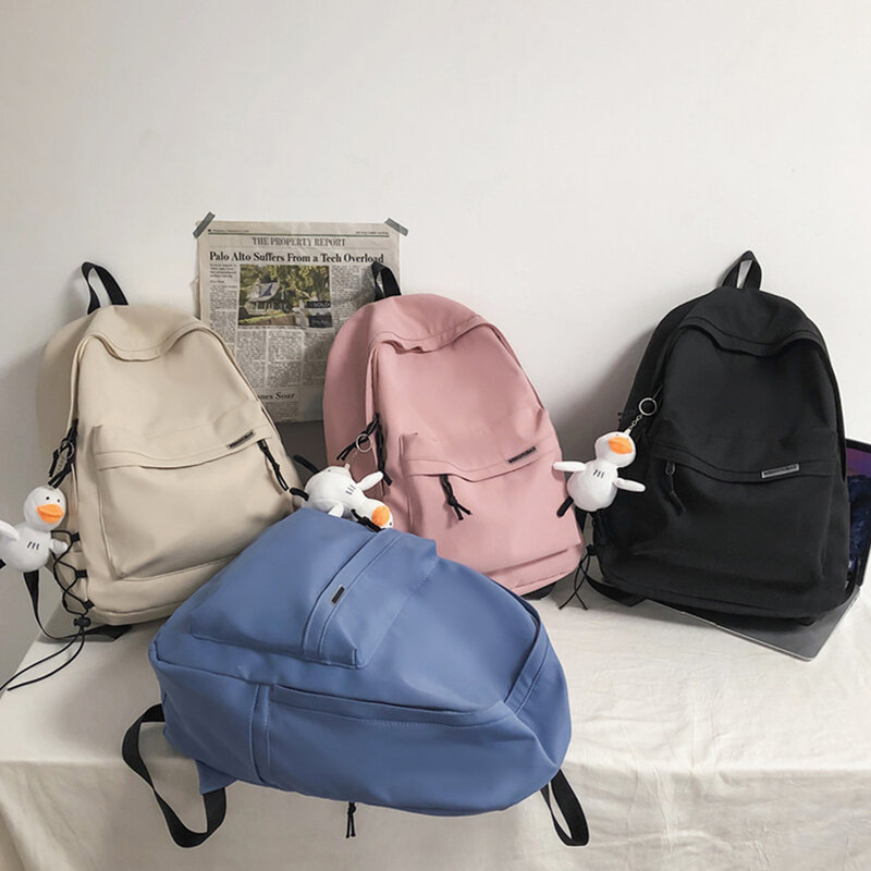 Mochila de nylon impermeável para homens e mulheres, mochilas escolares simples, alta capacidade, casual viagem, feminino, meninas