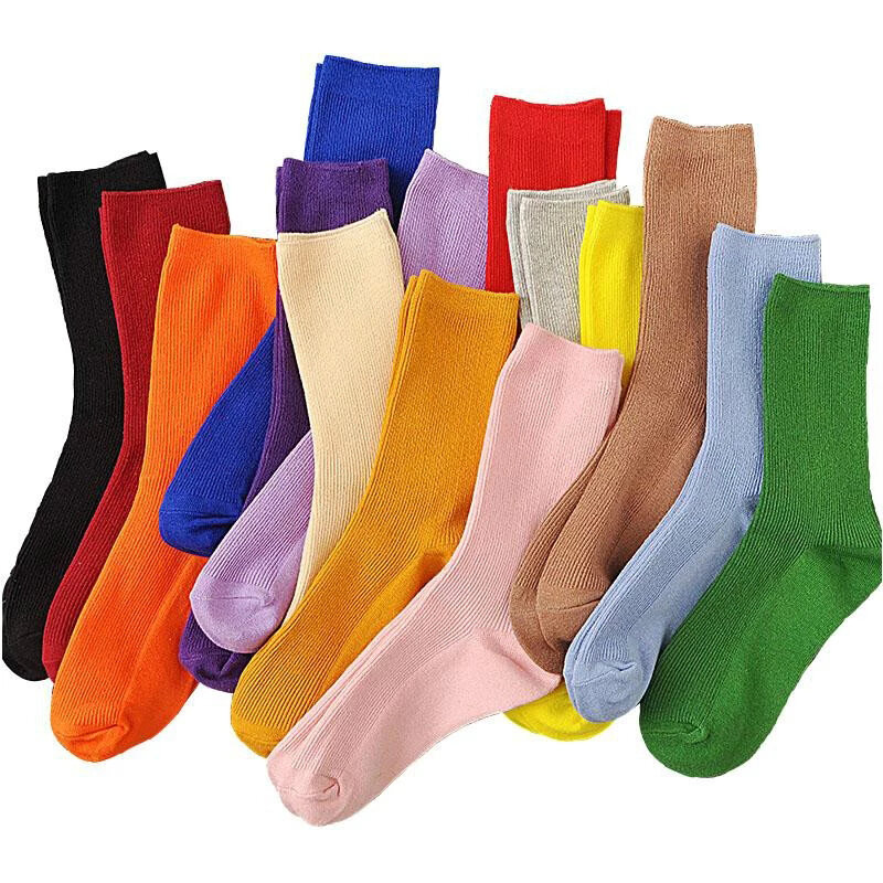 20 colori vendita calda calzini solidi colorati da donna semplici calzini moda Color caramella calzini 100% cotone calzini bianchi neri Famale