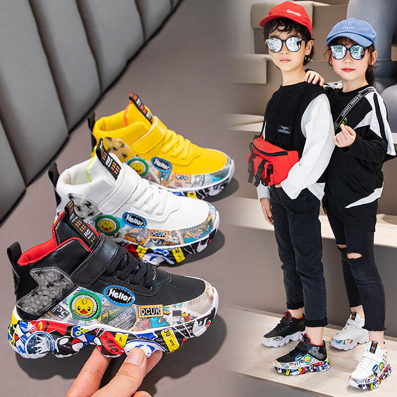 New Fashion Girls & Boys Children High Shoes Spring & Autumn Sports Casual Kids Sneakers Size 26-37