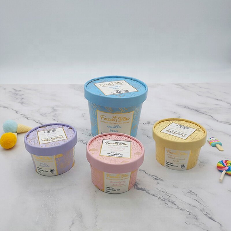 Kunden spezifisches Produkt lokyo hochwertige Einweg-Eis Pappbecher Wanne Getränk Dessert Shop Eis Papiers chale