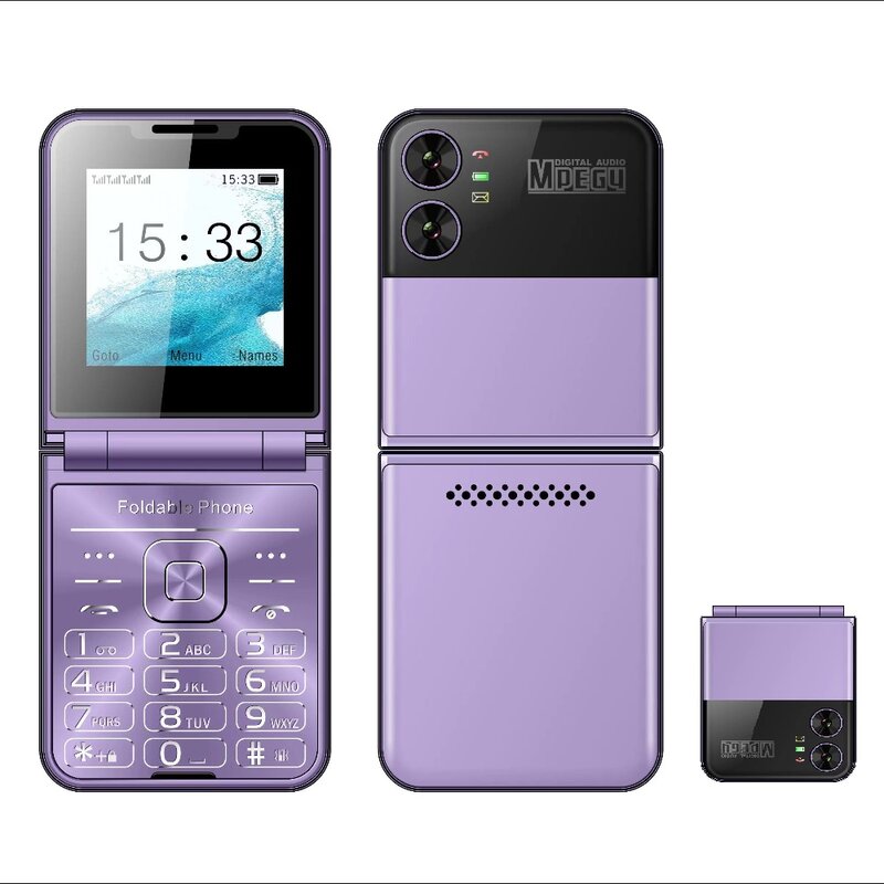 女性用折りたたみ式携帯電話カバー,スリムで明るいデザインの携帯電話,ブラックリストトーチ,低価格,大画面